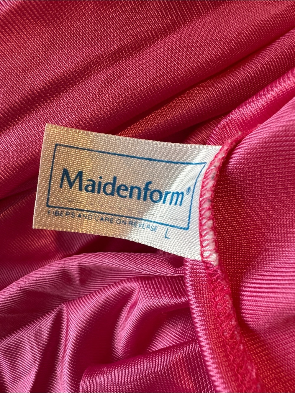 Vintage Union Made 80s Drop Waist Fuchsia Lace-Trim Nightgown - Picture 12 of 13